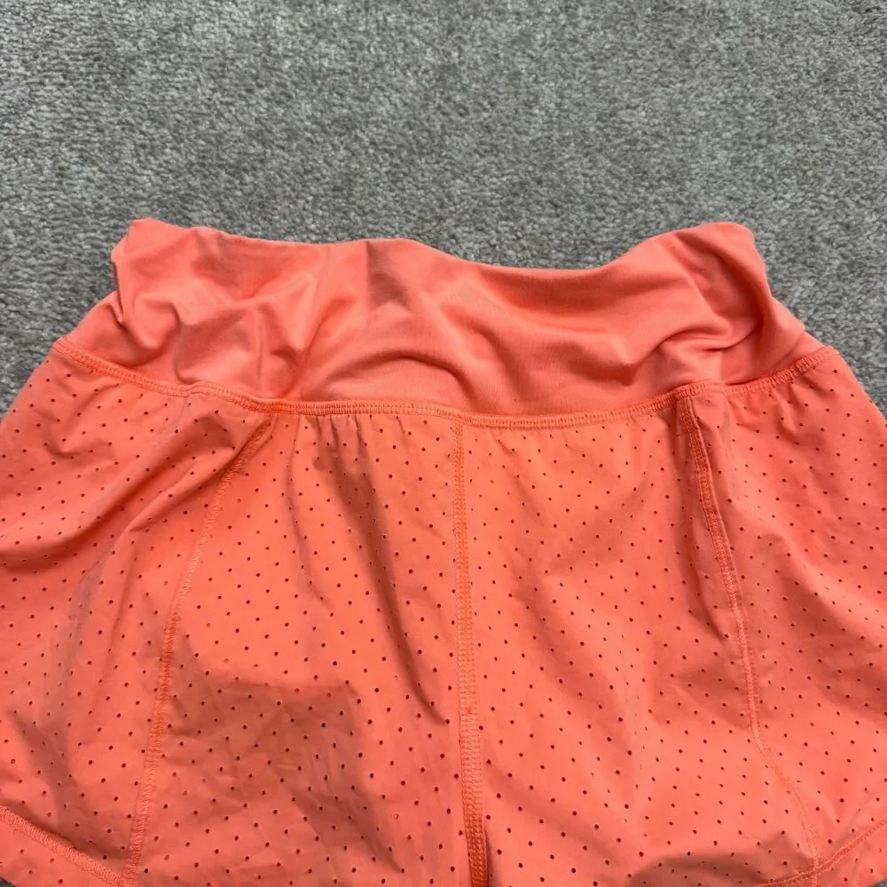 Lululemon Hotty Hot Running Shorts Women 4 Orange Perforated Athletic Active Run